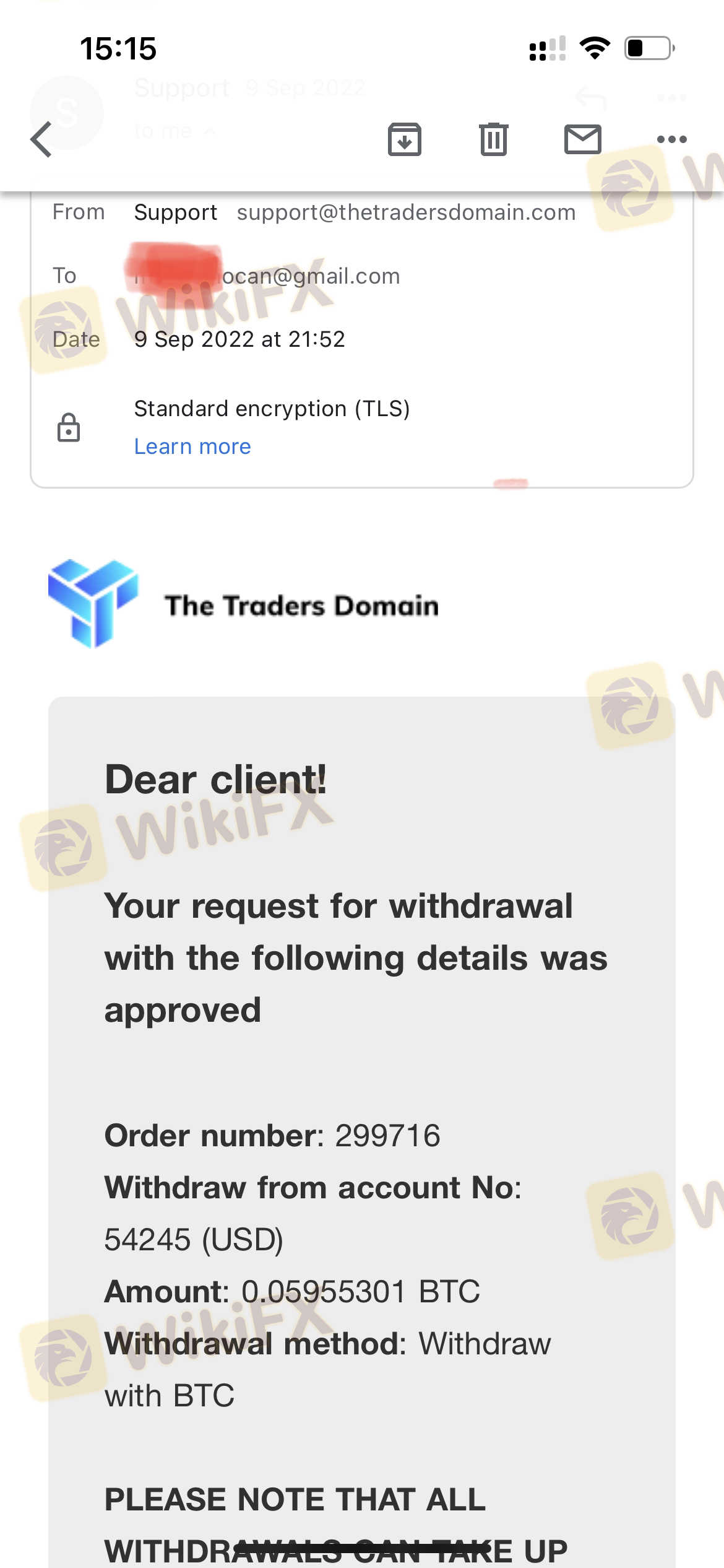 The Traders Domain从9月开始未提款